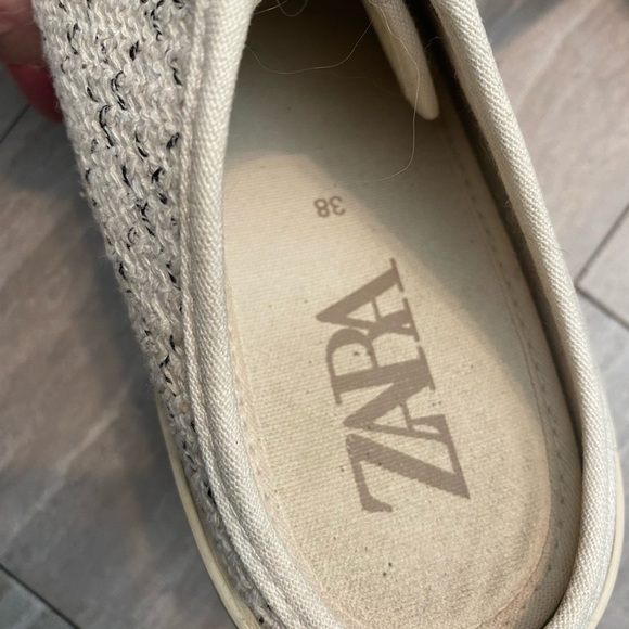ZARA CANVAS ATHLETIC SNEAKERS IVORY CREAM rubber toe WOMEN'S SIZE US 7.5 EUR 38 - Picture 7 of 7